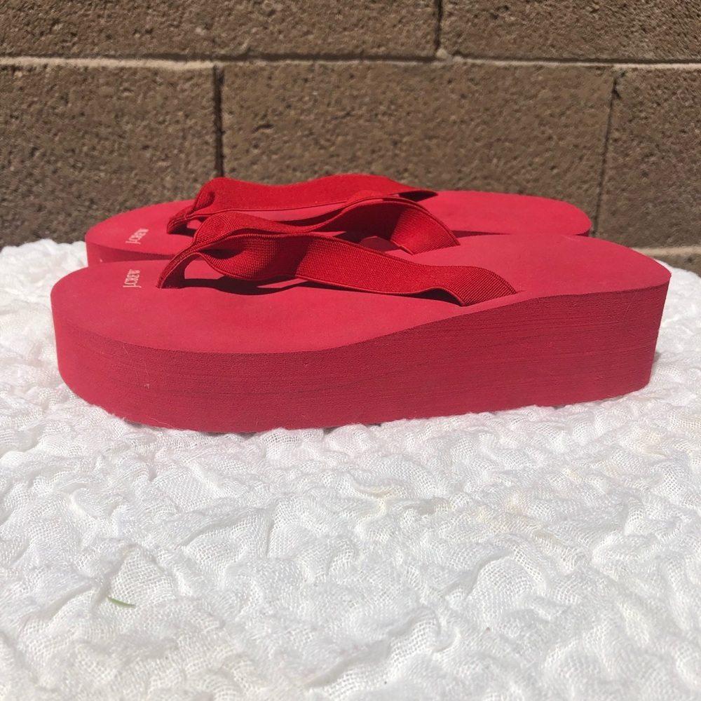 Women’s J Crew Red Platform Wedges Flip Flop